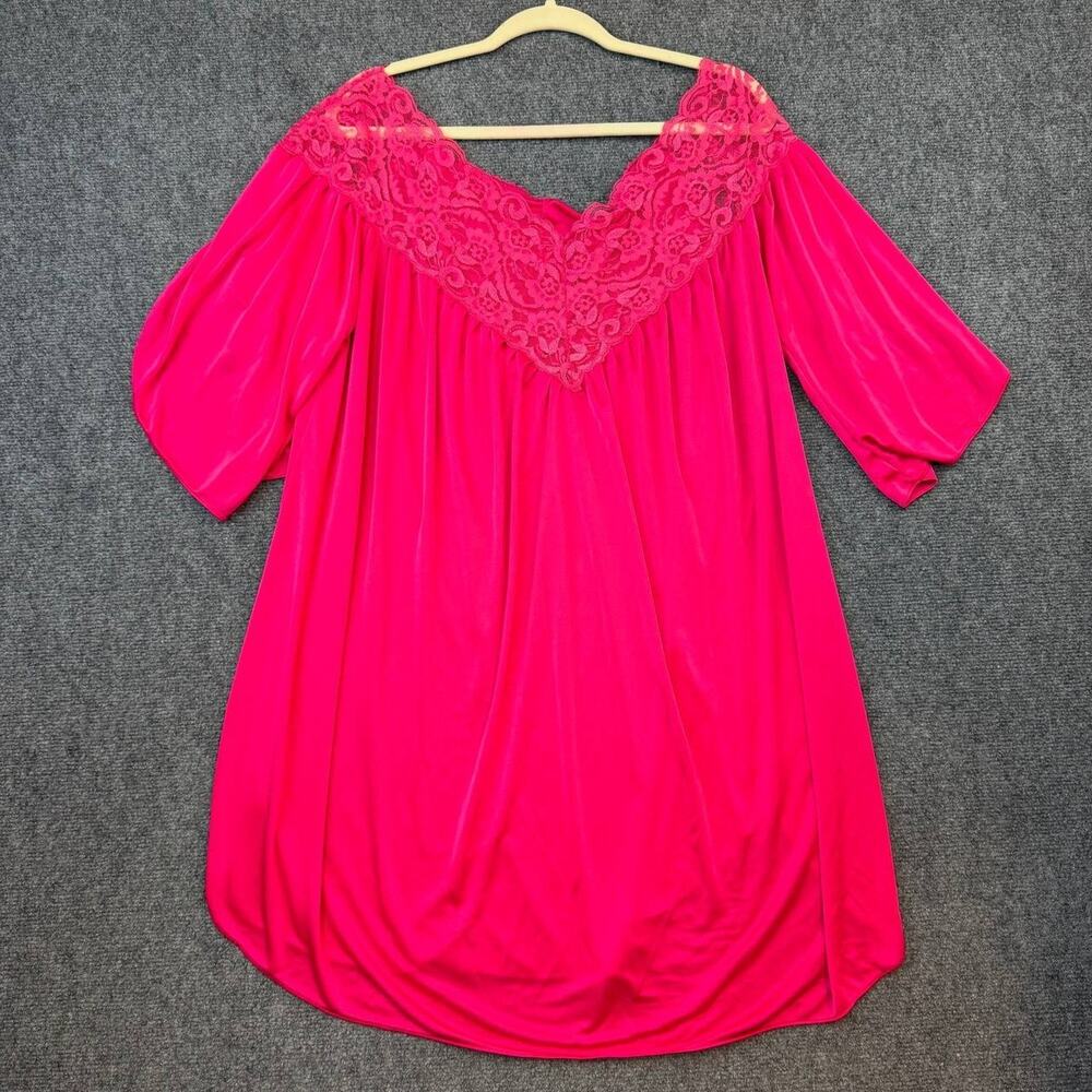 Vintage Intimate Attitudes Pink Lace Nightgown Size 1/2X Made in USA
